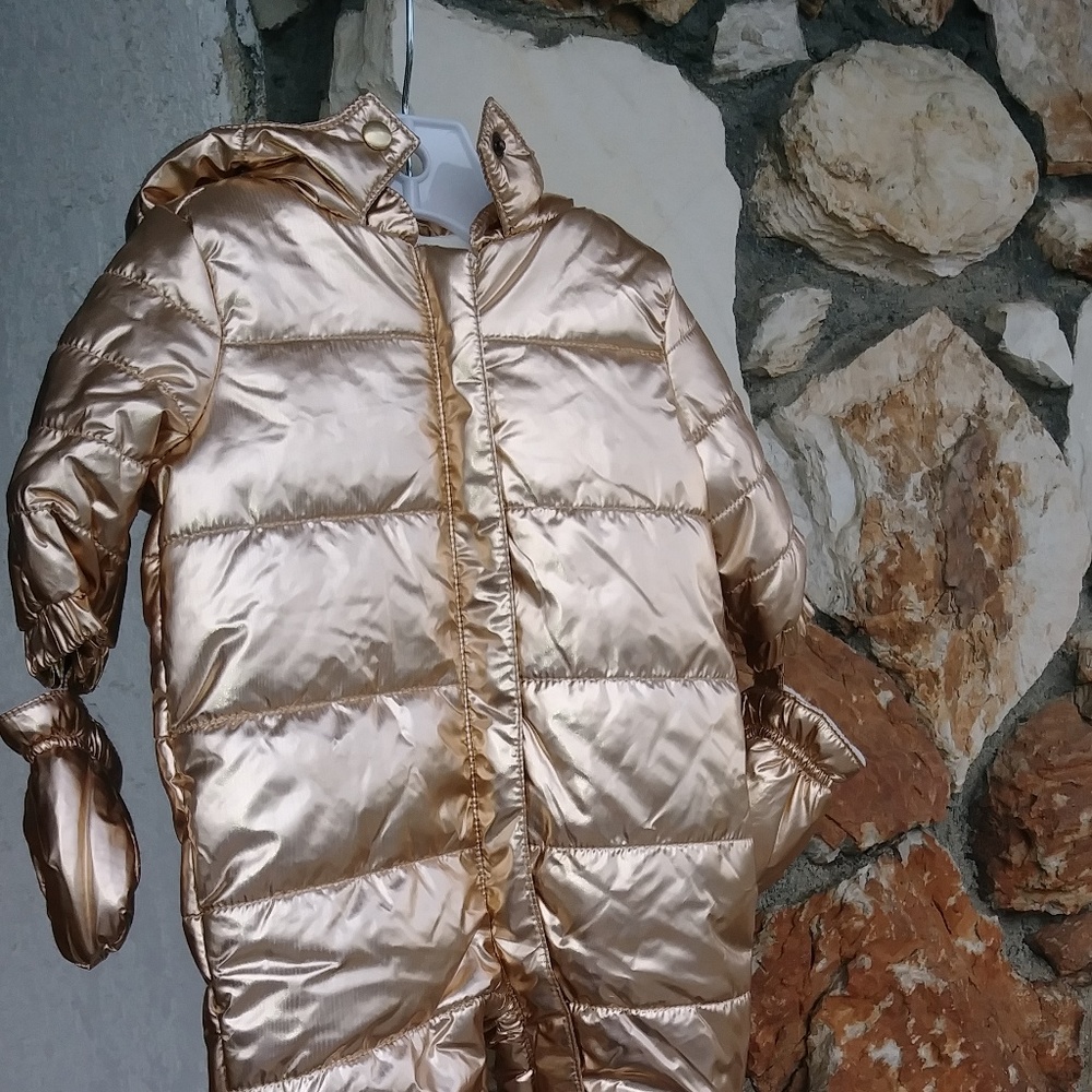 2  Gymboree Baby Snowsuits Silver or Rose Gold